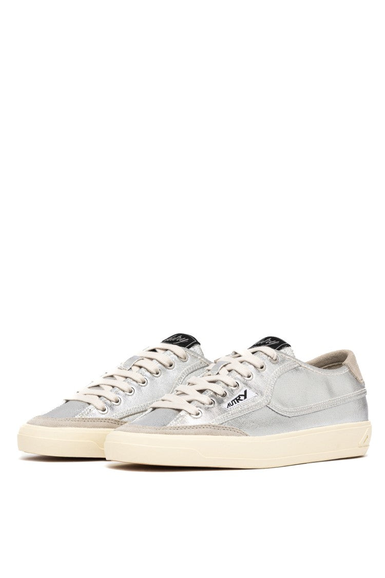 Autry Silver Windscape Laminated Canvas Sneakers
