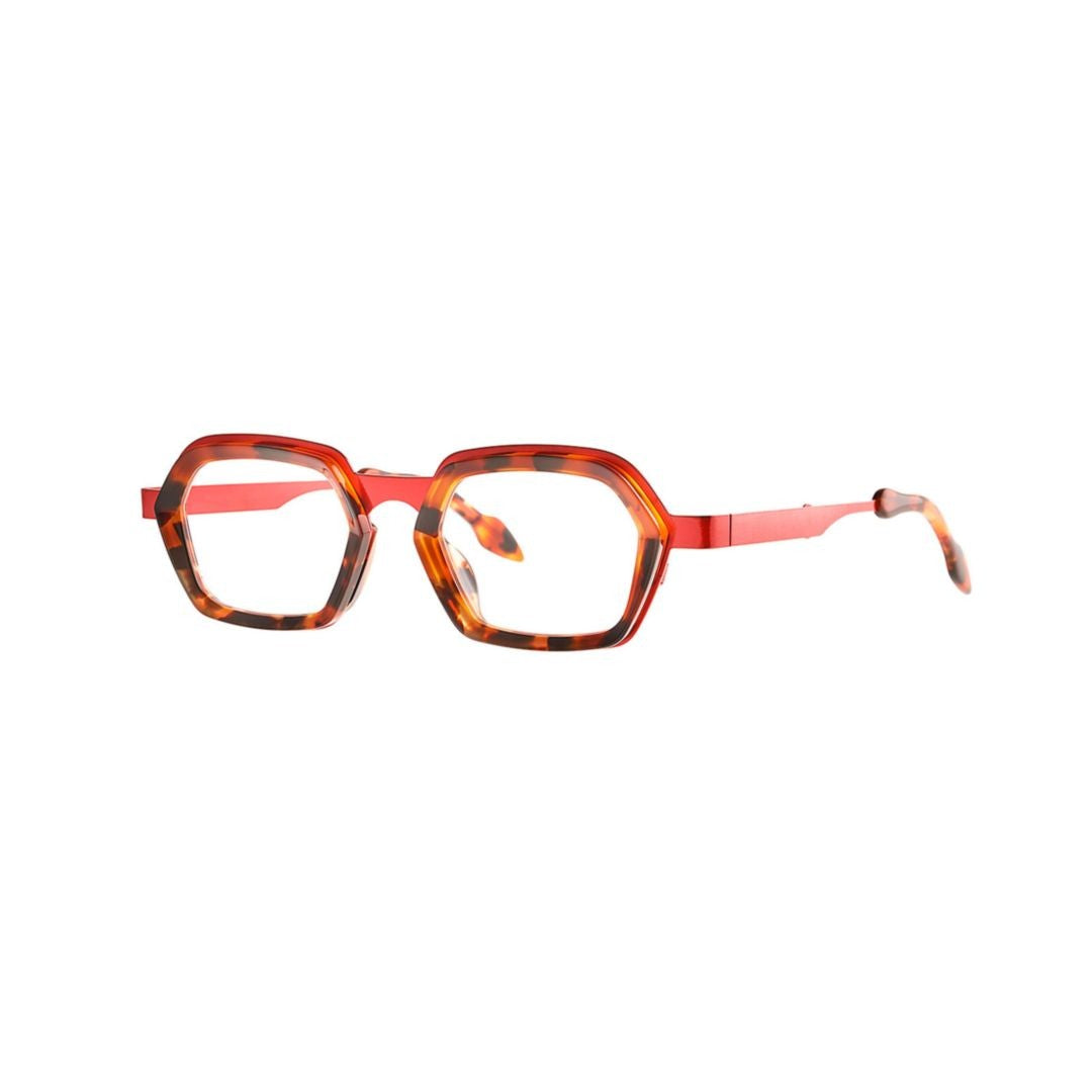 Theo Sky 005 Hot Red Shine + Brown Dalmatian Geometric Frame Sunglasses