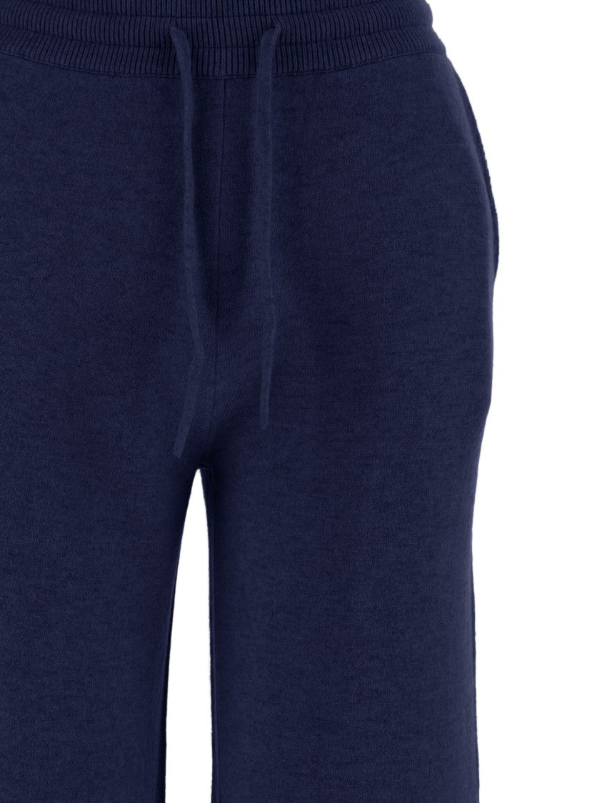 Arch4 Navy Drawstring Wide-Leg Cashmere Wide-Leg Pants