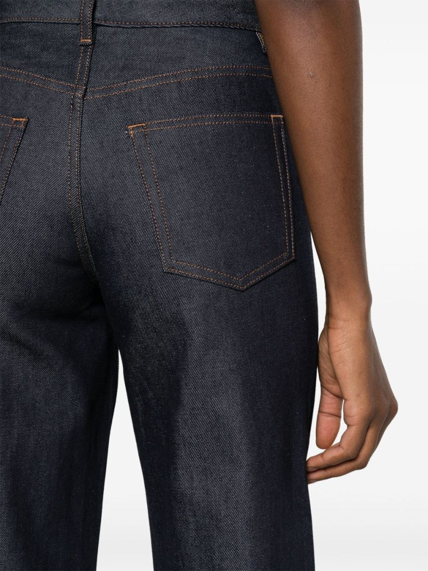 A.P.C. High-Rise Straight Leg Jeans With Contrast Stitching