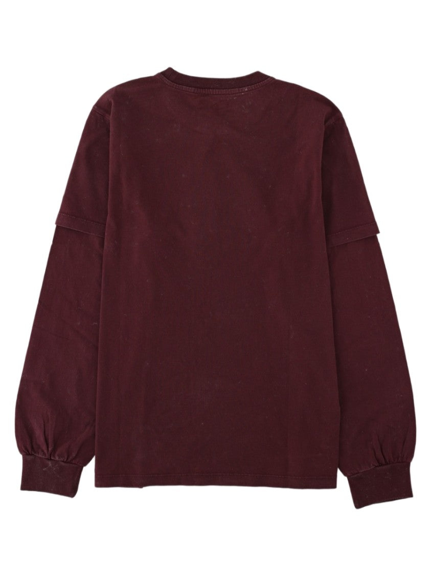 Ganni Burgundy Puffed Sleeve Cotton Sweatshirt