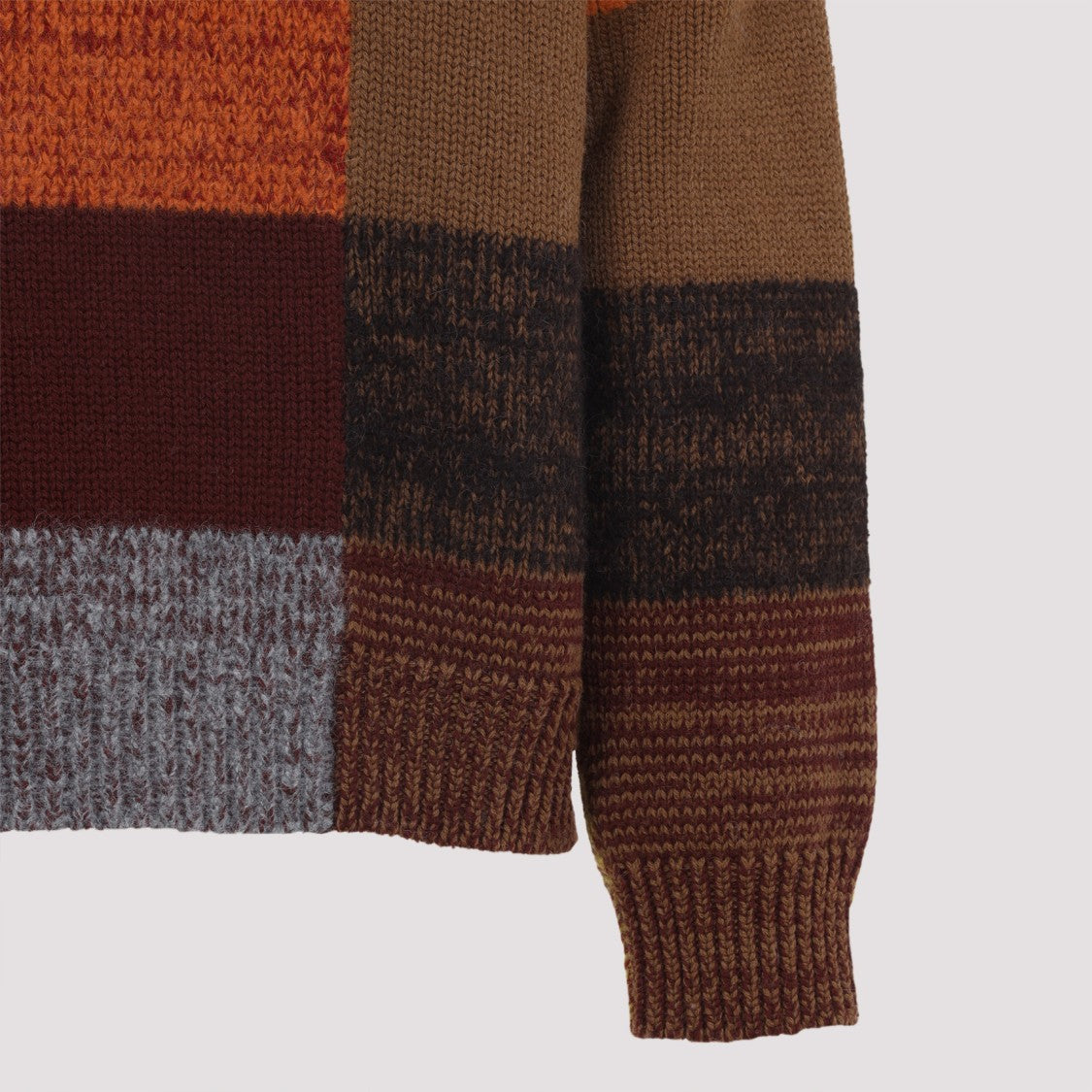 Dries Van Noten Patchwork Knit Sweater In Warm Earthy Tones