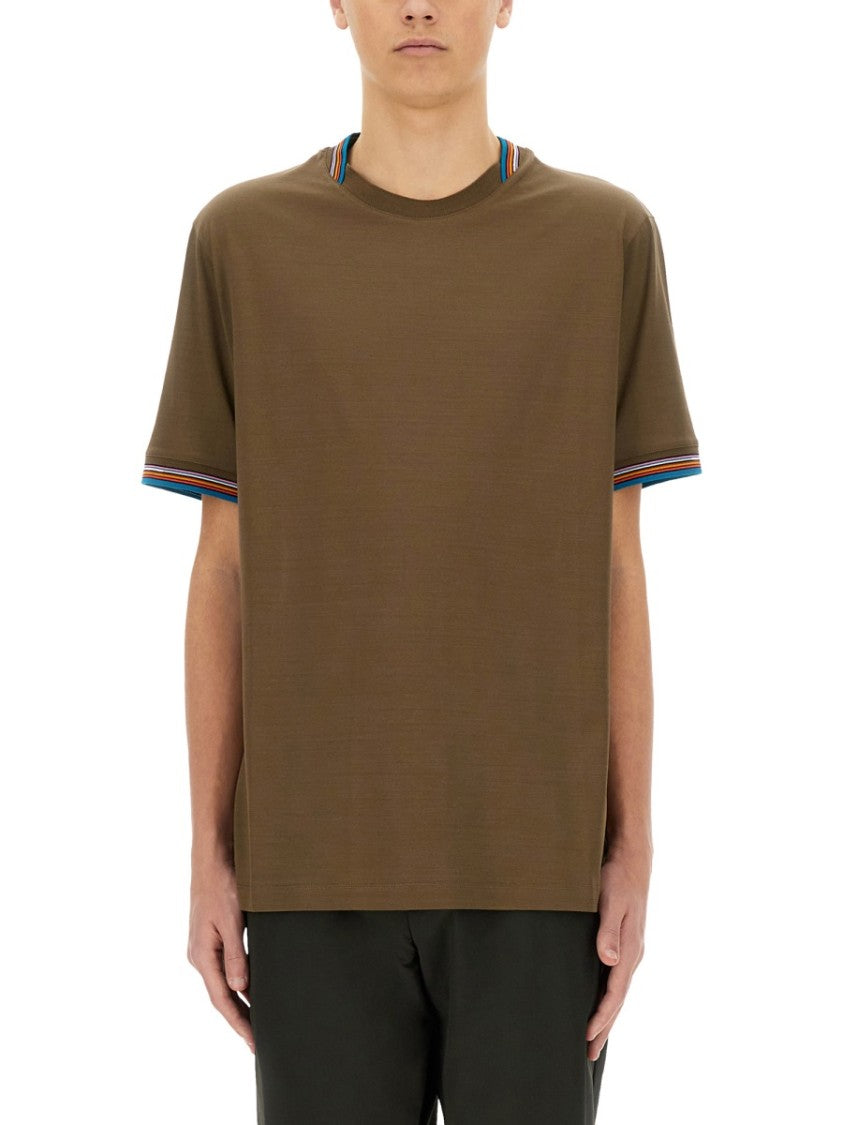 Paul Smith Relaxed Fit Brown Cotton T-Shirt