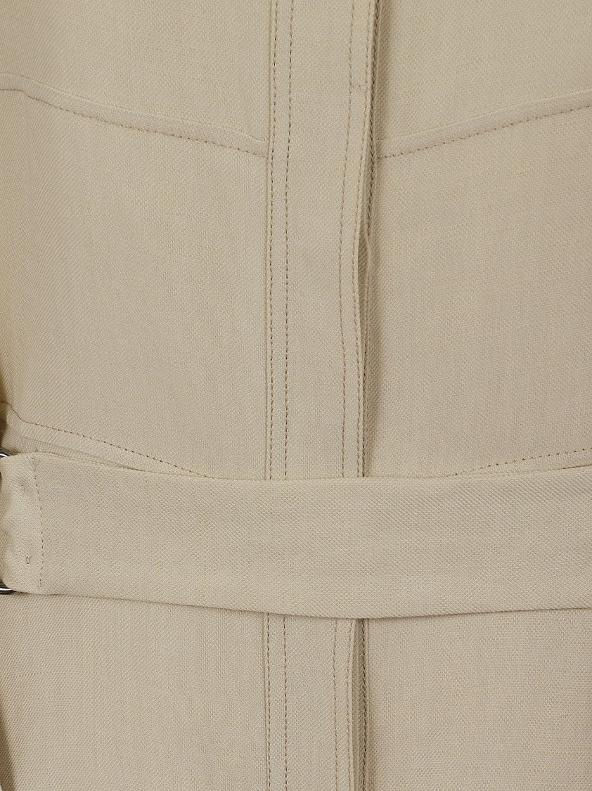 Antonelli Firenze Refined Beige Midi Shirt Dress With Flared Skirt