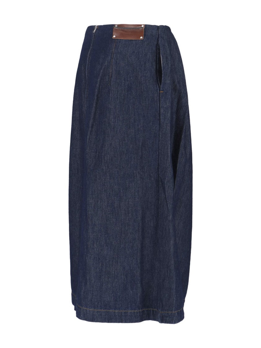 Dries Van Noten Midi Denim Skirt – Blue