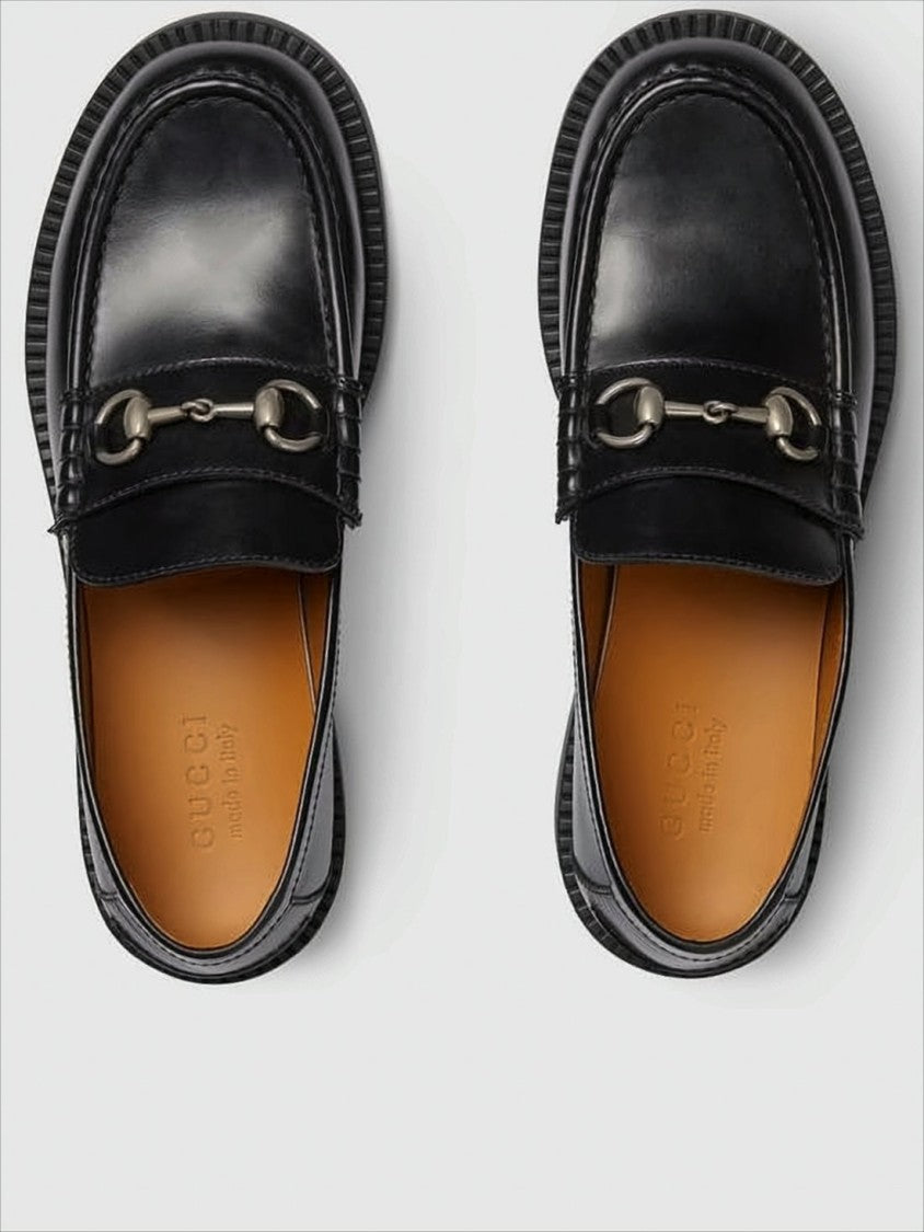 Gucci Leather Loafers With Interlocking Horsebit Detail