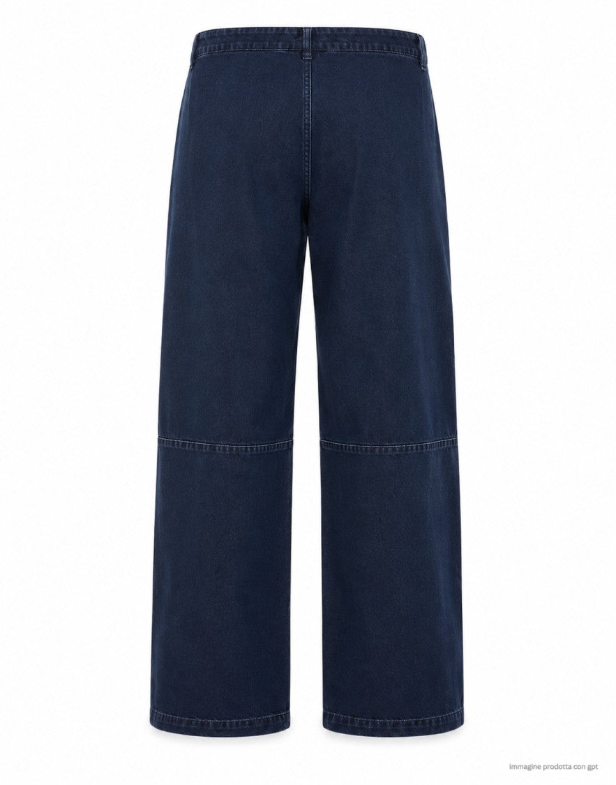 Nine In The Morning Dark Blue Cotton Regular Fit Trousers