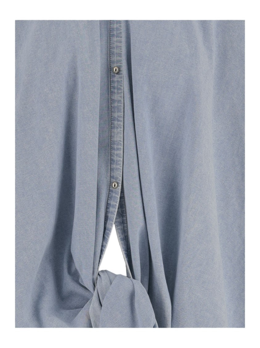 Darkpark Light Denim Shirt With Knotted Front