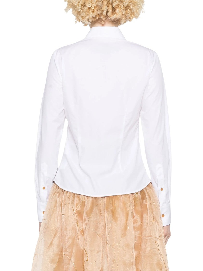 Vivienne Westwood Crisp Tailored White Shirt With Pointed Collar And Embroidered Logo