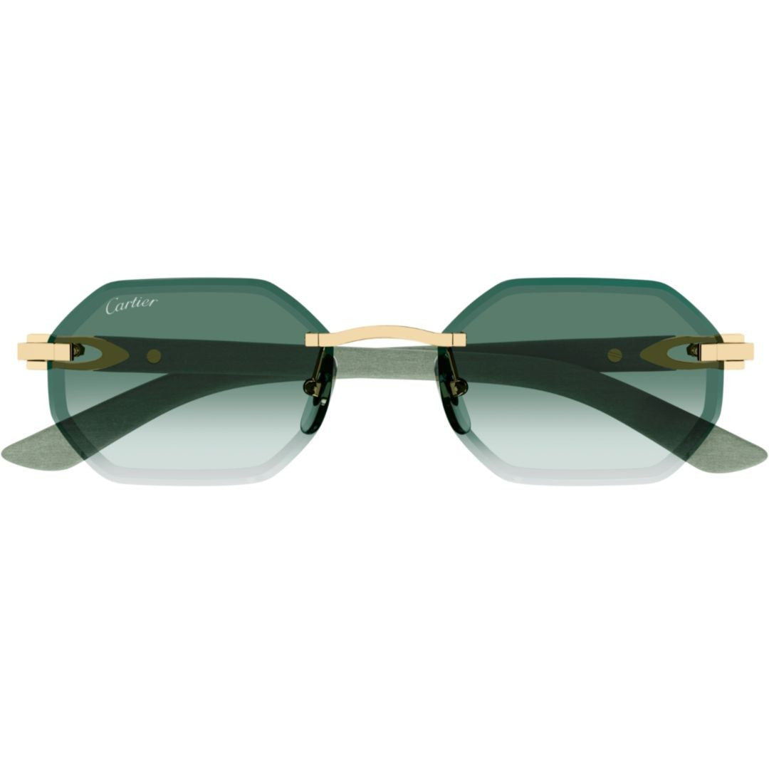 Cartier Gradient Tint Rimless Sunglasses With Gold Accents