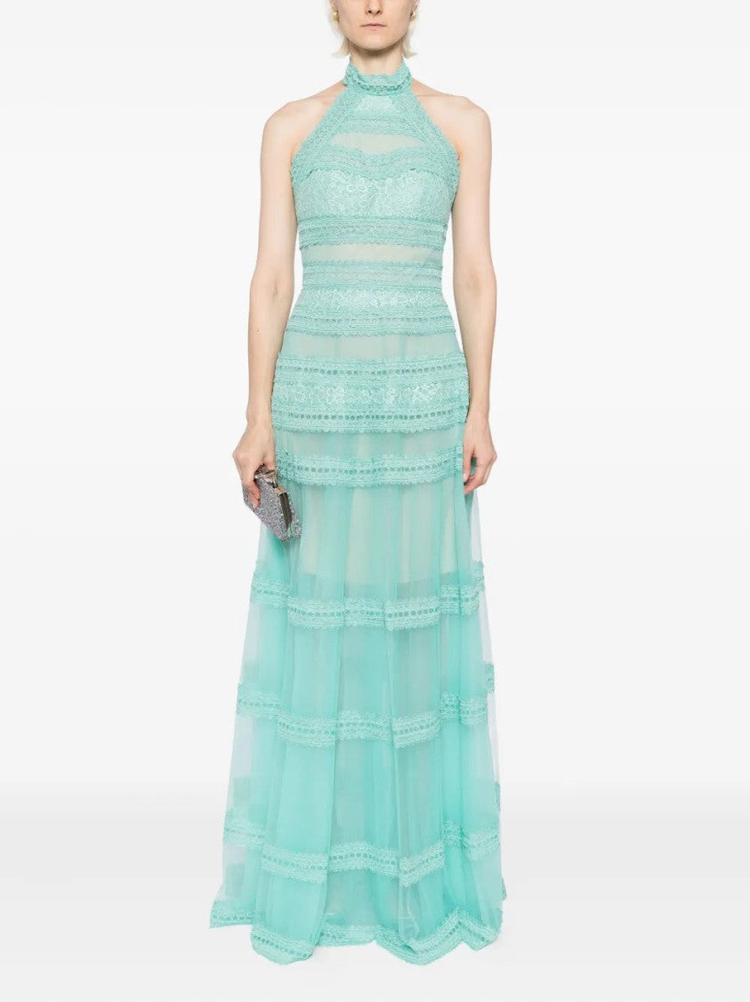 Saiid Kobeisy Lace Striped Long Dress