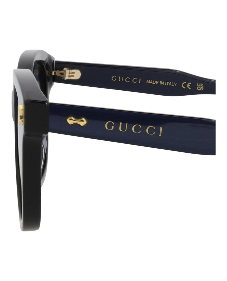 Gucci Square-Frame Sunglasses In Recycled Acetate With Gold Accents