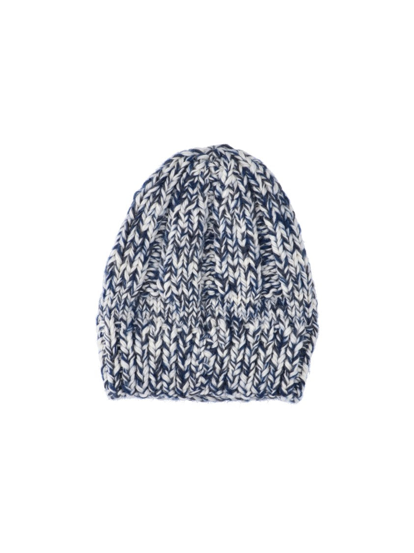 Aspesi Blue Chunky Ribbed Virgin Wool Hat