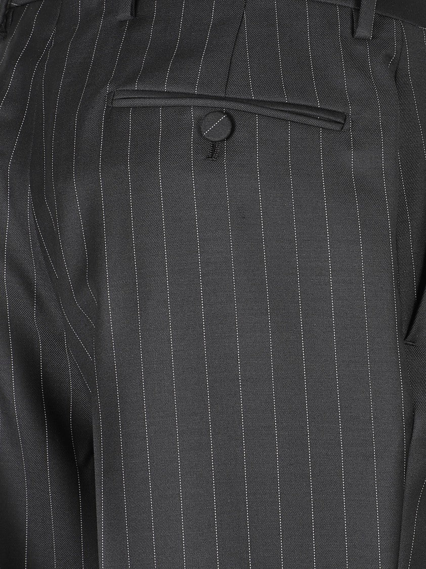 Tom Ford Tailored Black Trousers With Classic Pinstripe Pattern