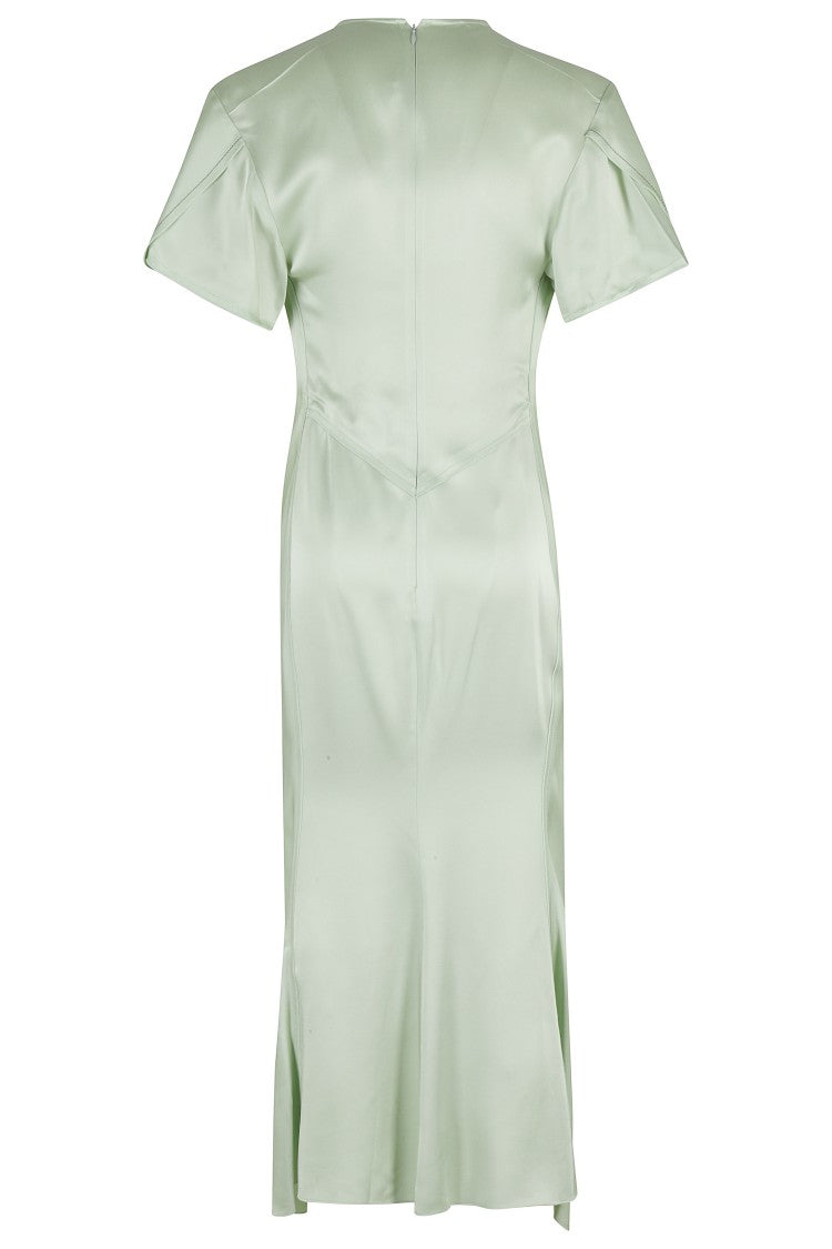 Victoria Beckham Gathered V Neck Midi Dress