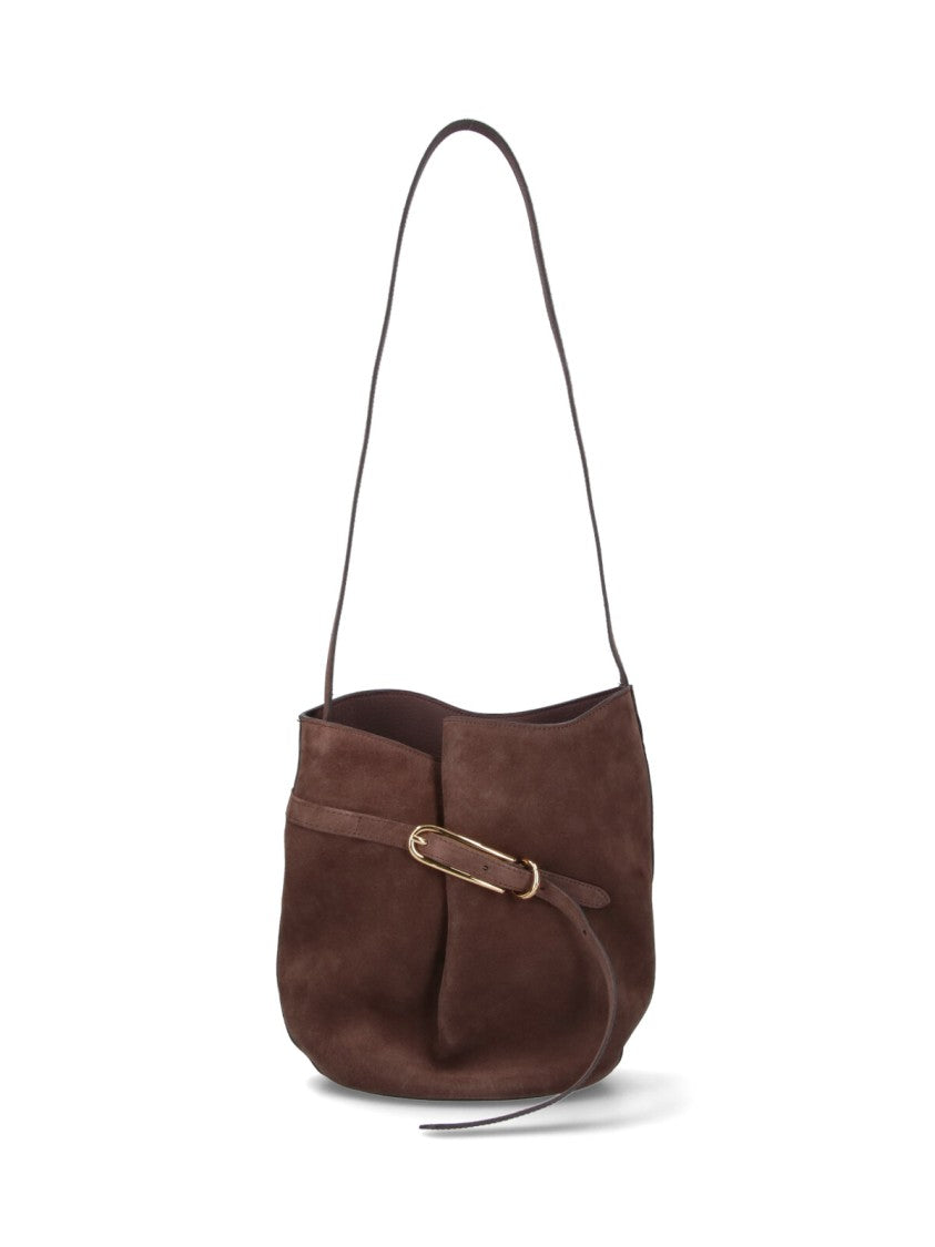 Liffner Brown Belted Suede Bucket Bag