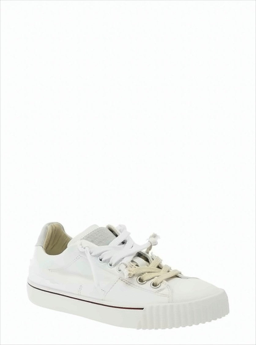 Maison Margiela Low-Top Sneakers With Calfskin Leather And Canvas Combination