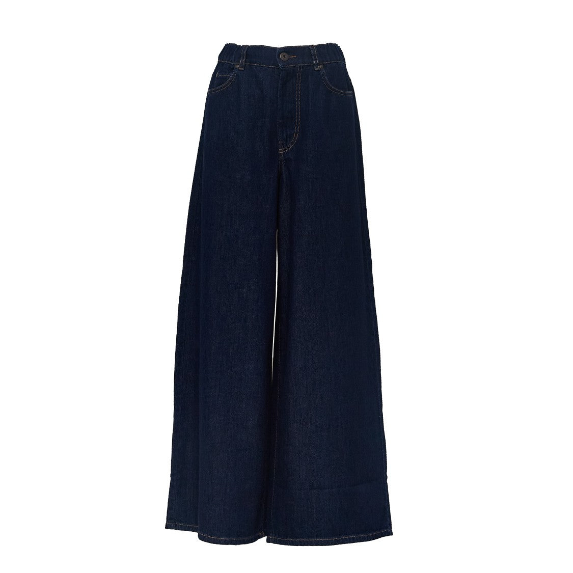 Max Mara Deep Indigo Wide-Leg Elastic-Waist Denim Jeans
