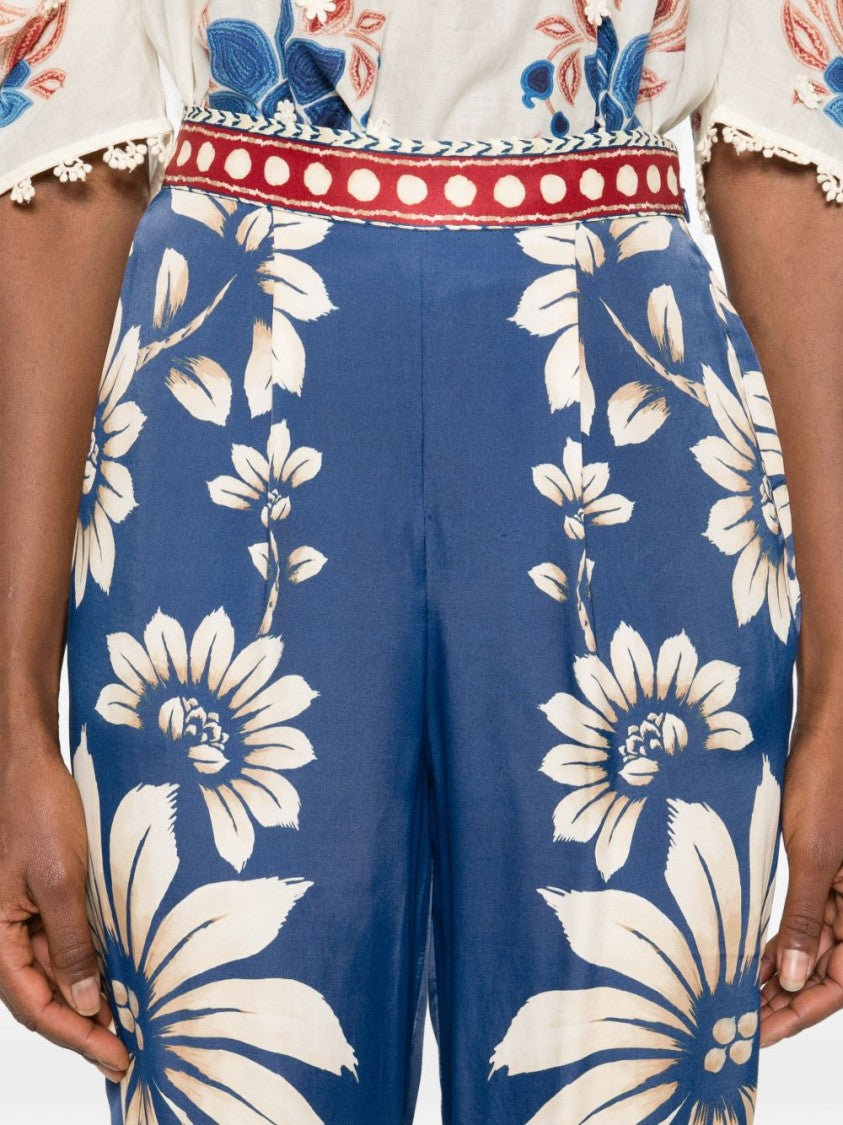 Farm Rio Vibrant Blue Floral Print Luna Pajama Pants