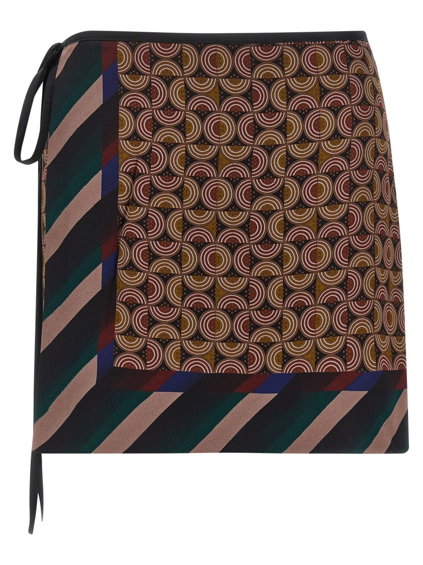 Dries Van Noten Mini Skirt In Patterned Viscose And Silk Blend