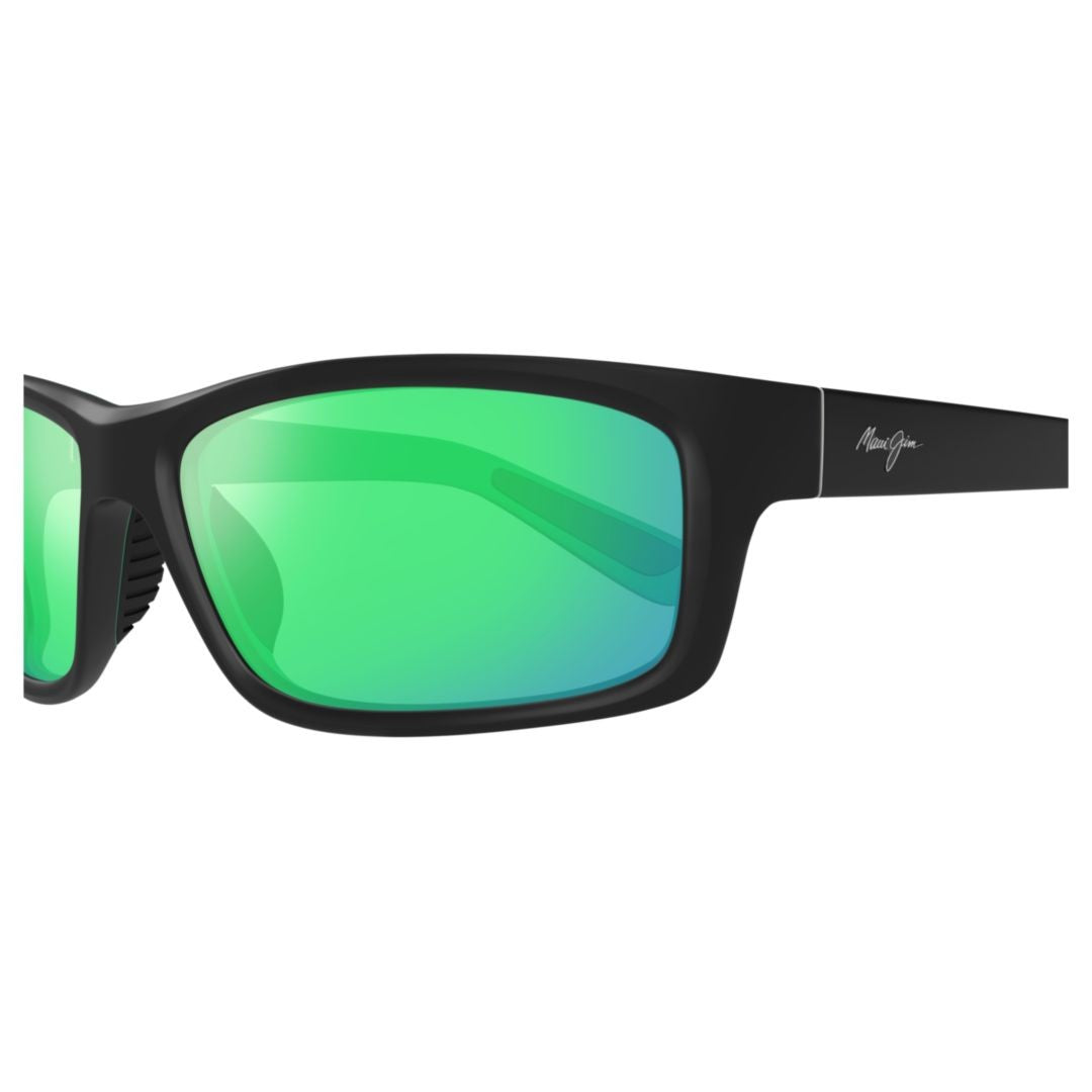 Maui Jim Kanaio Coast Rectangular Frame Sunglasses With Green Reflective Lenses
