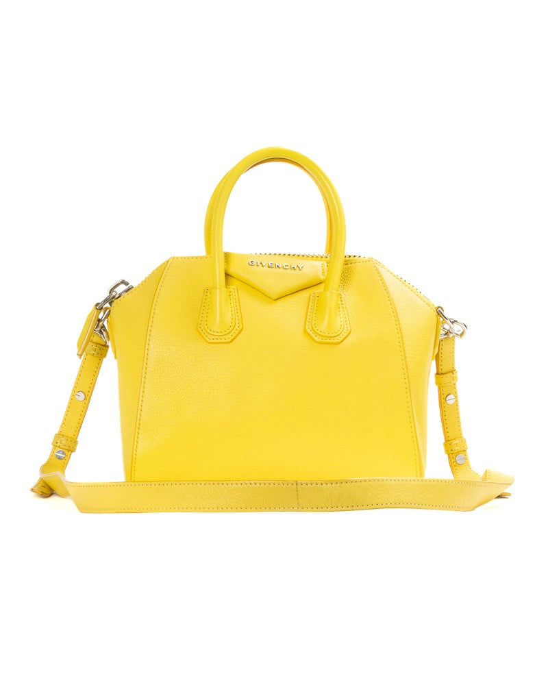 Givenchy Yellow Antigona Mini Granulated Leather Tote Bag