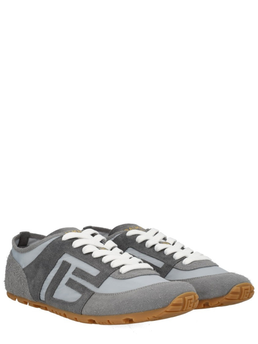 Balmain Grey Racer 45 Suede Panel Sneakers