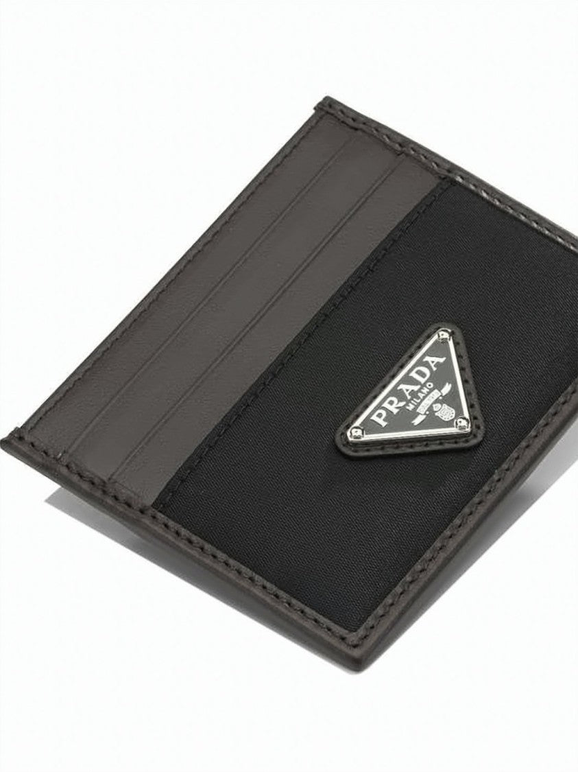Prada Black Cardholder With Triangular Logo Plaque