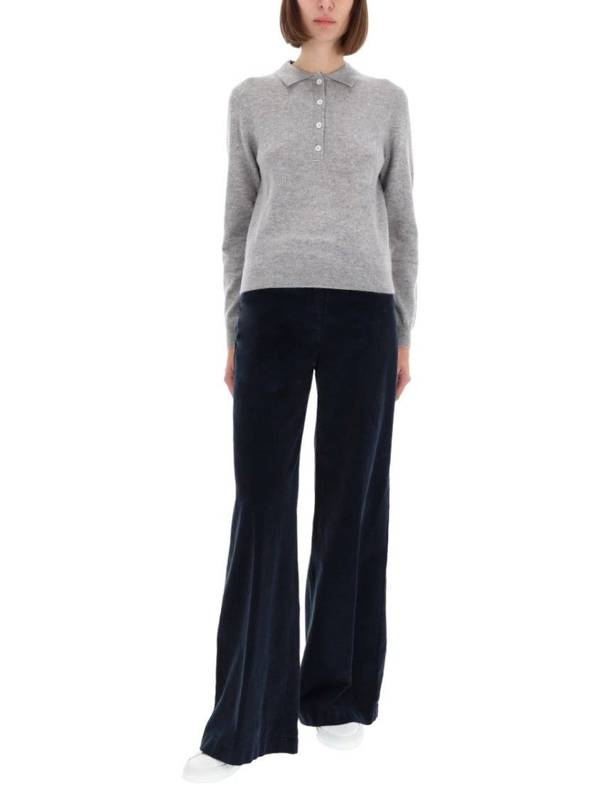 Aspesi Ribbed Cashmere Polo Shirt