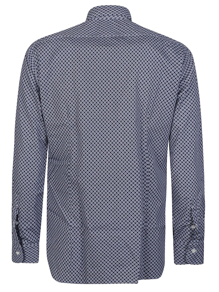 Barba Napoli Geometric Patterned Cotton Neck Shirt