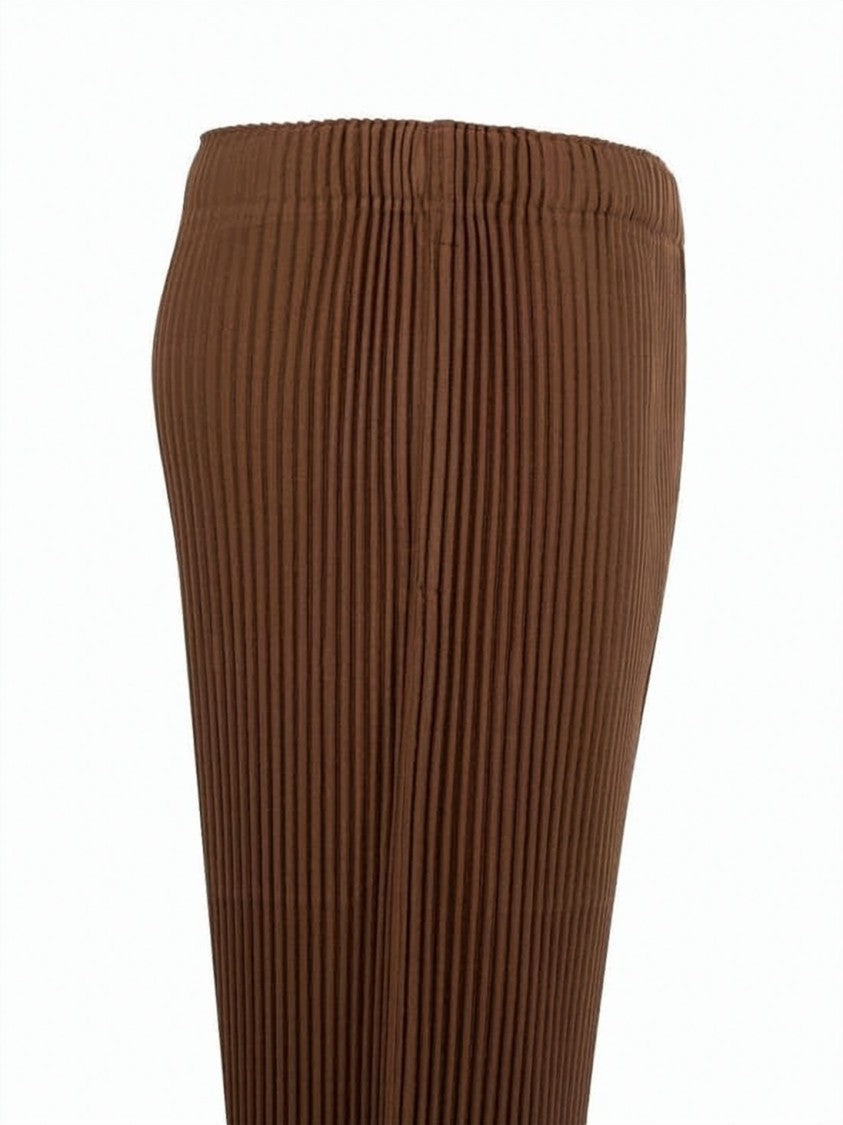 Homme Plissé Issey Miyake Pleated Brown Shorts With Elastic Waistband