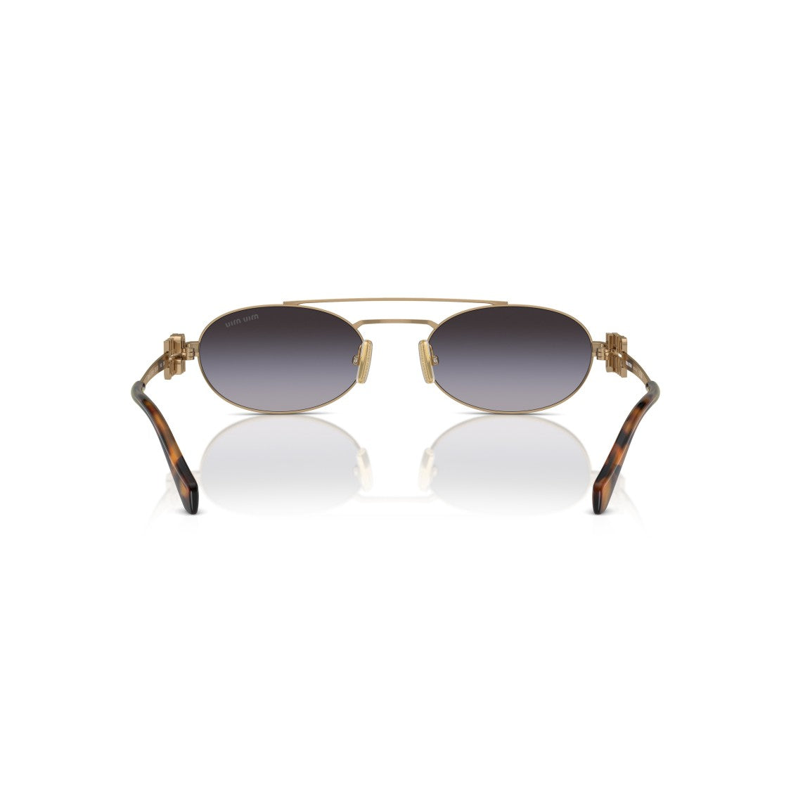 Miu Miu 0Mu 54Zs Oval-Shaped Gold Metal Frame Sunglasses