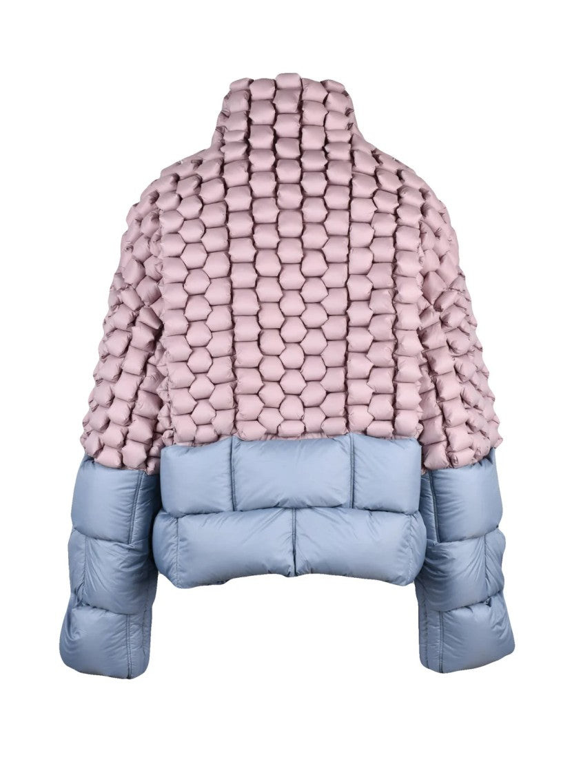Raxxy Woven Down Jacket With Unique Texture And High Collar
