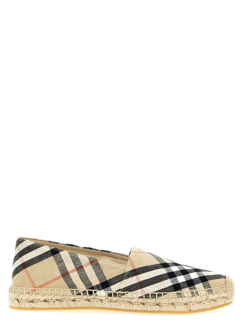Burberry Check Print Linen Blend Espadrilles