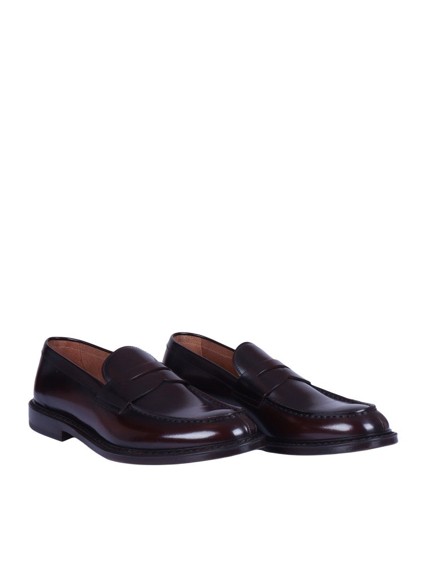 Doucal's Brown Horse Penny Leather Loafers