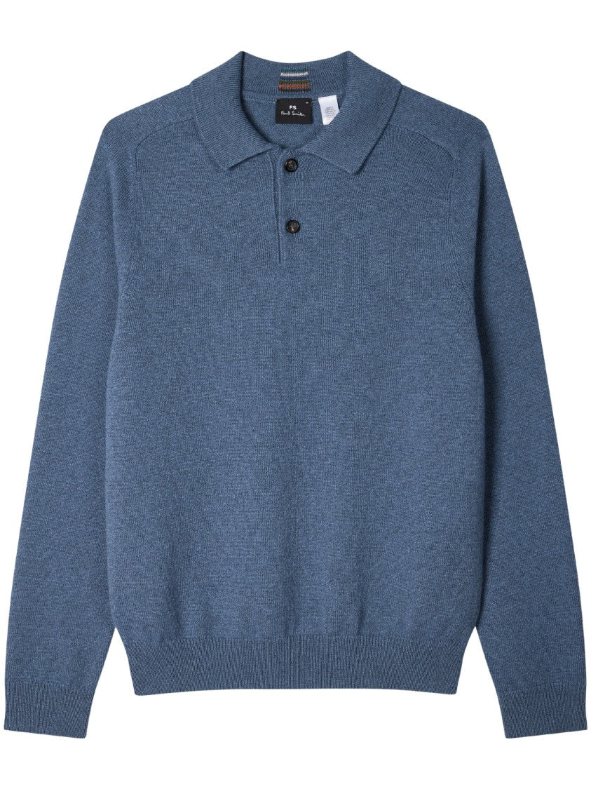 Paul Smith Mid Merino Wool Long-Sleeve Polo Shirt With Classic Collar