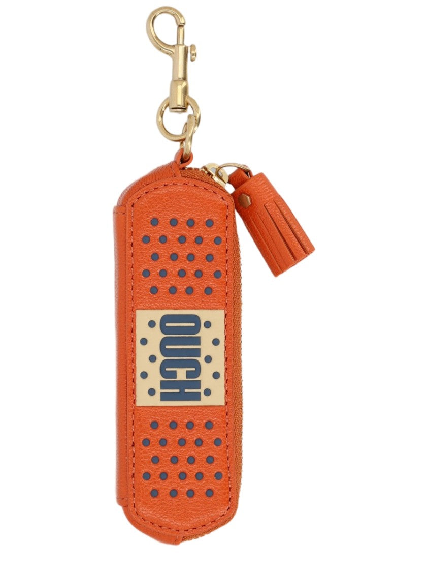 Anya Hindmarch Plaster Perforated Gold-Tone Clasp Leather Bag Charm