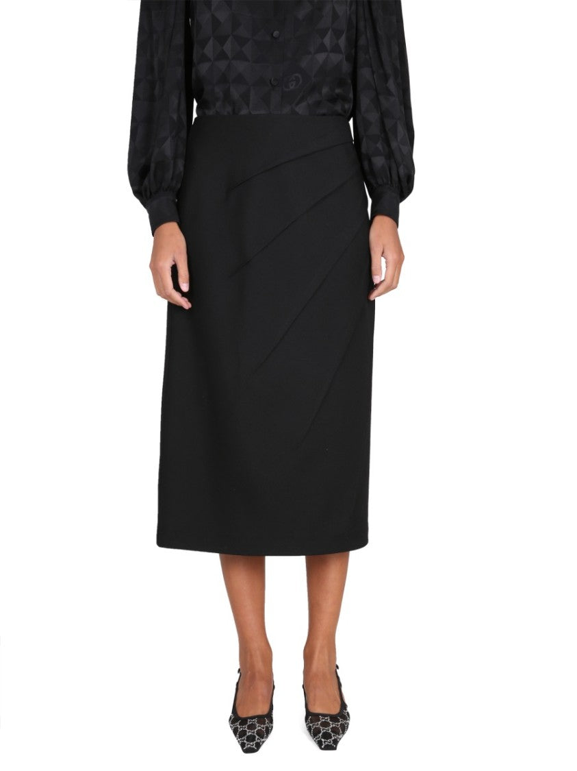 Gucci Classic Wool Skirt With Zipper Closure
