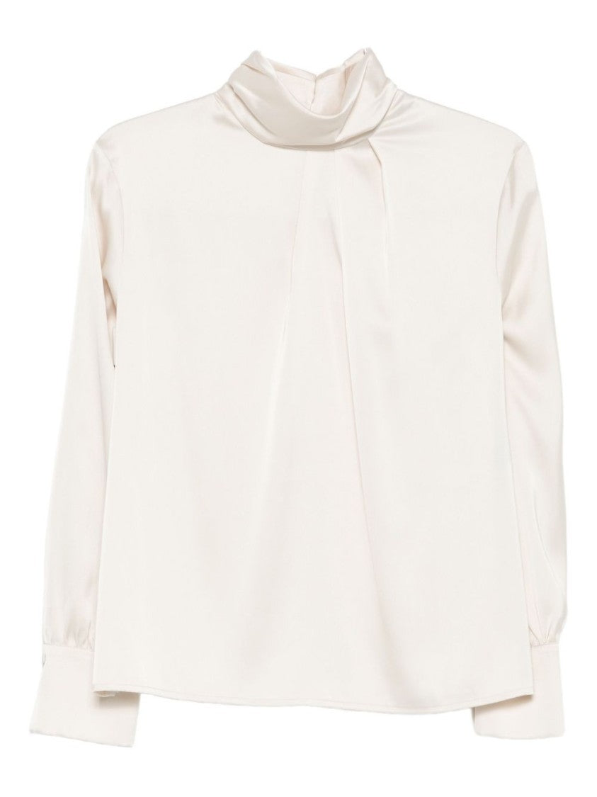 Dexterior Long-Sleeved High-Neck Blouse With Button Closure