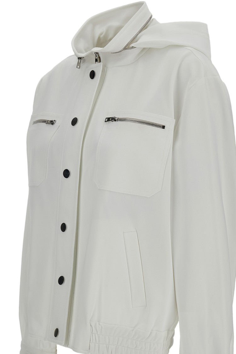 Irie' White Hooded Zip-Up Cropped Jacket