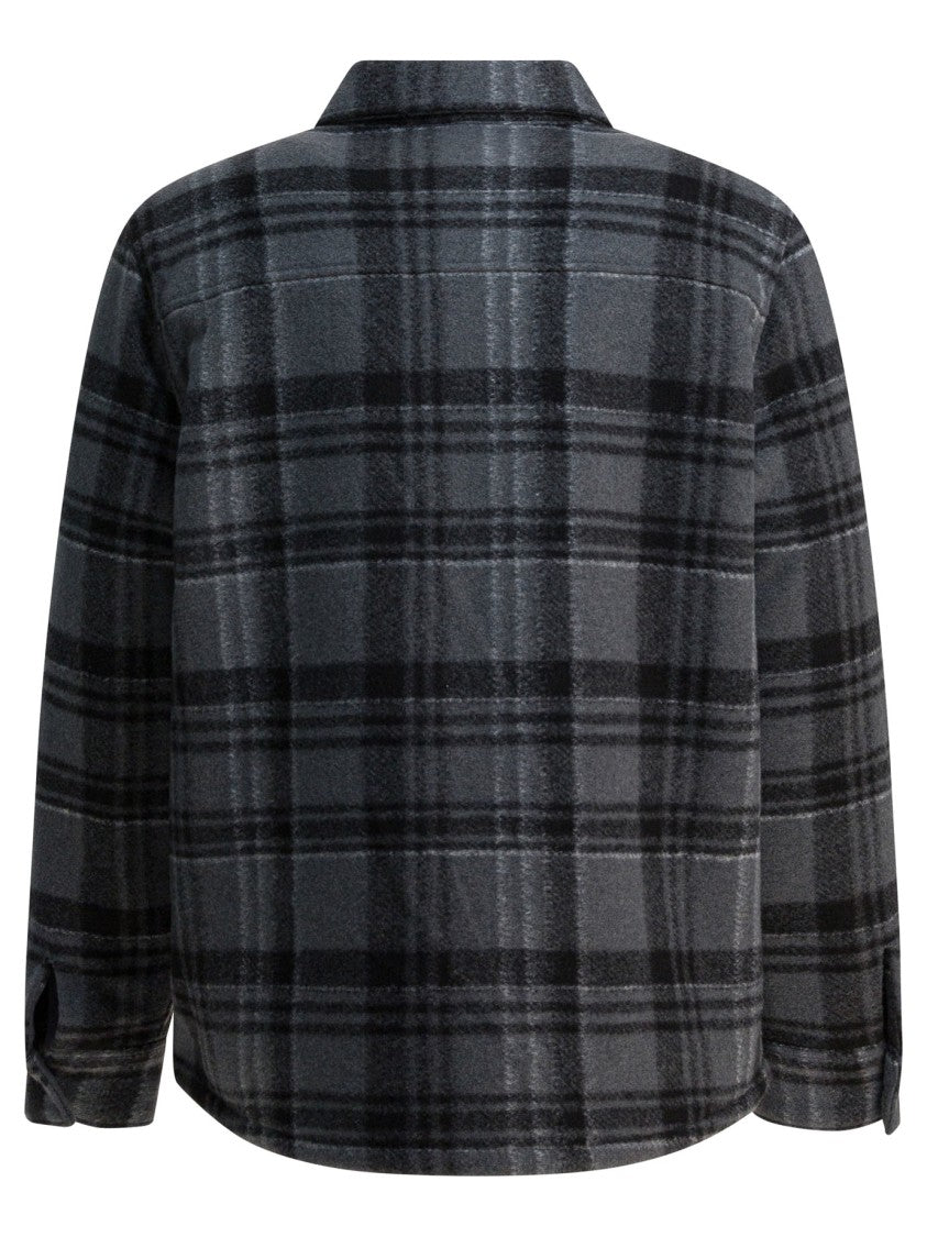 Vince Check Overshirt Jacket With Fleece-Lined Interior