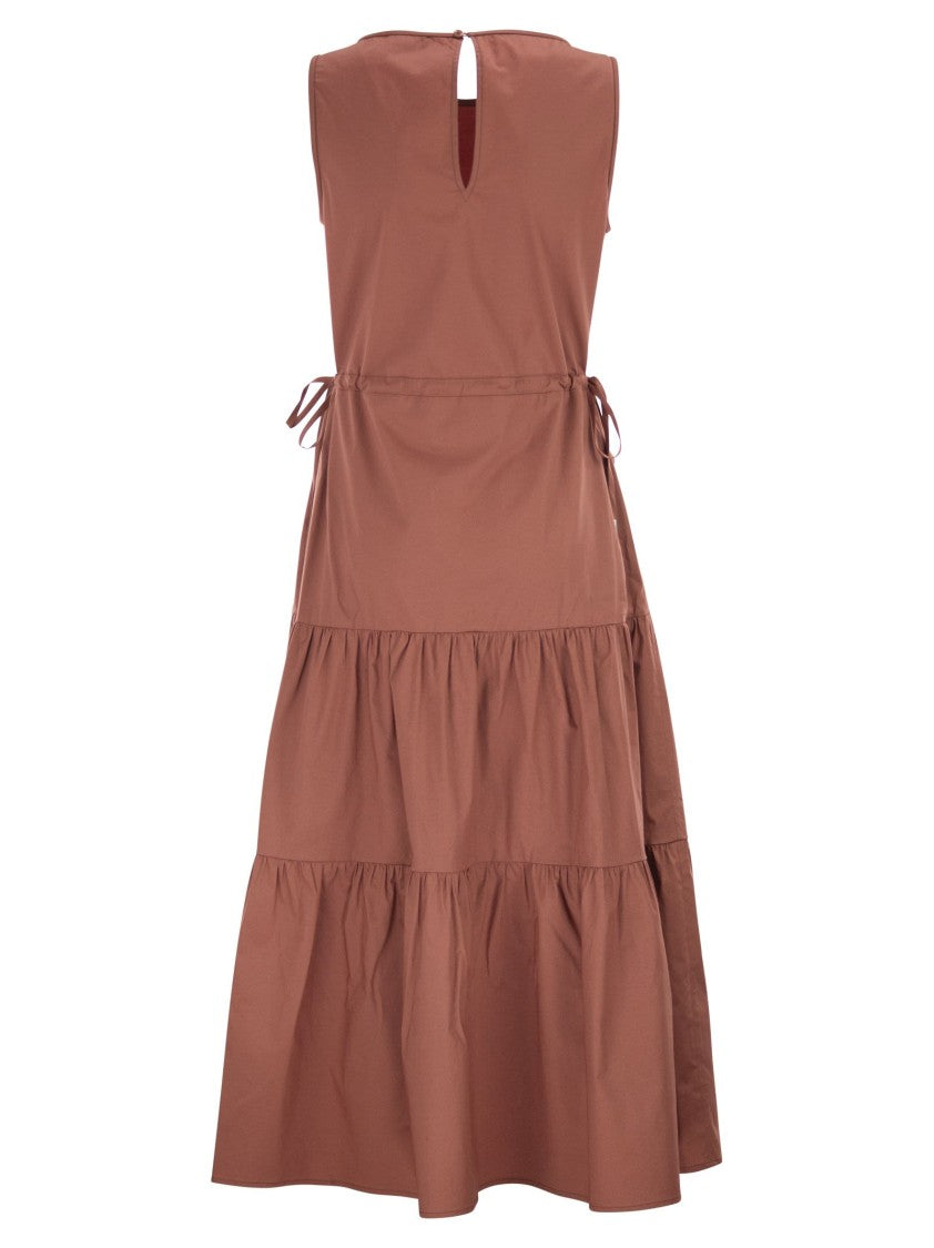 Peserico Sleeveless Midi Dress In Stretch Cotton