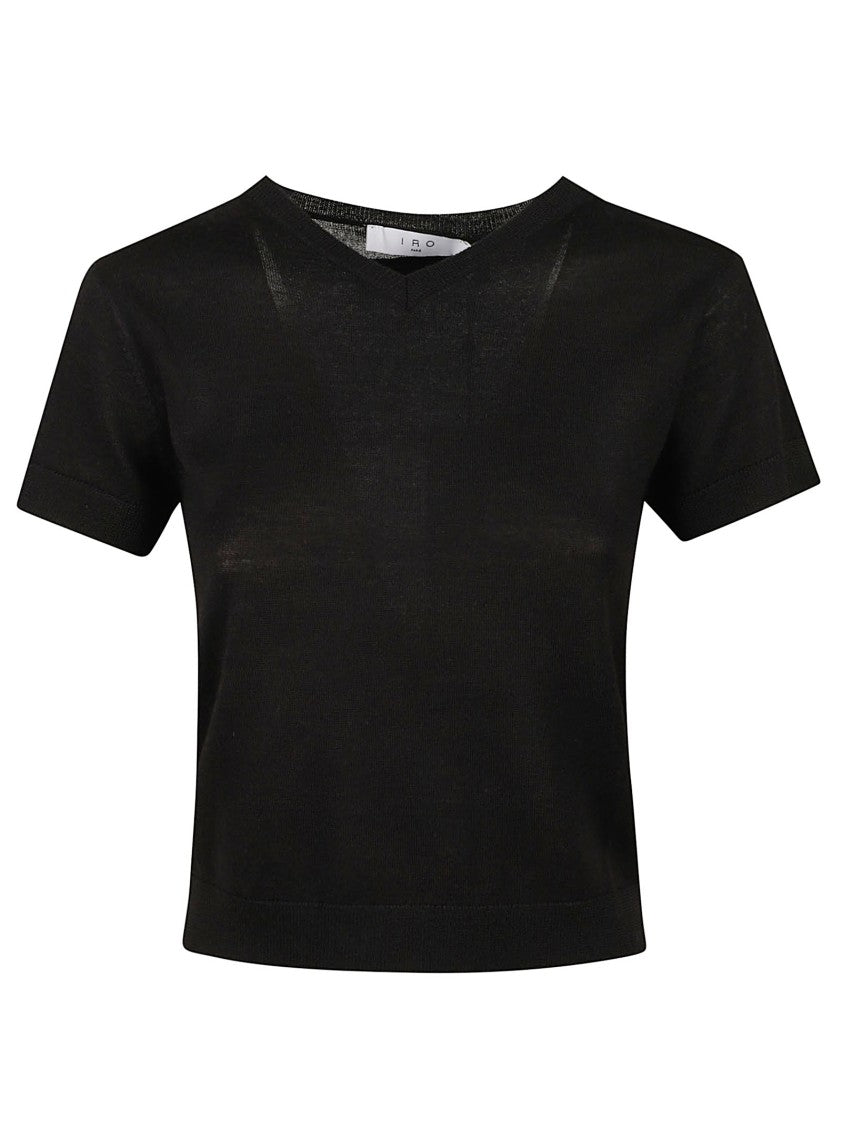 Iro Fitted Cropped Top With Round Neckline And Sheer Texture