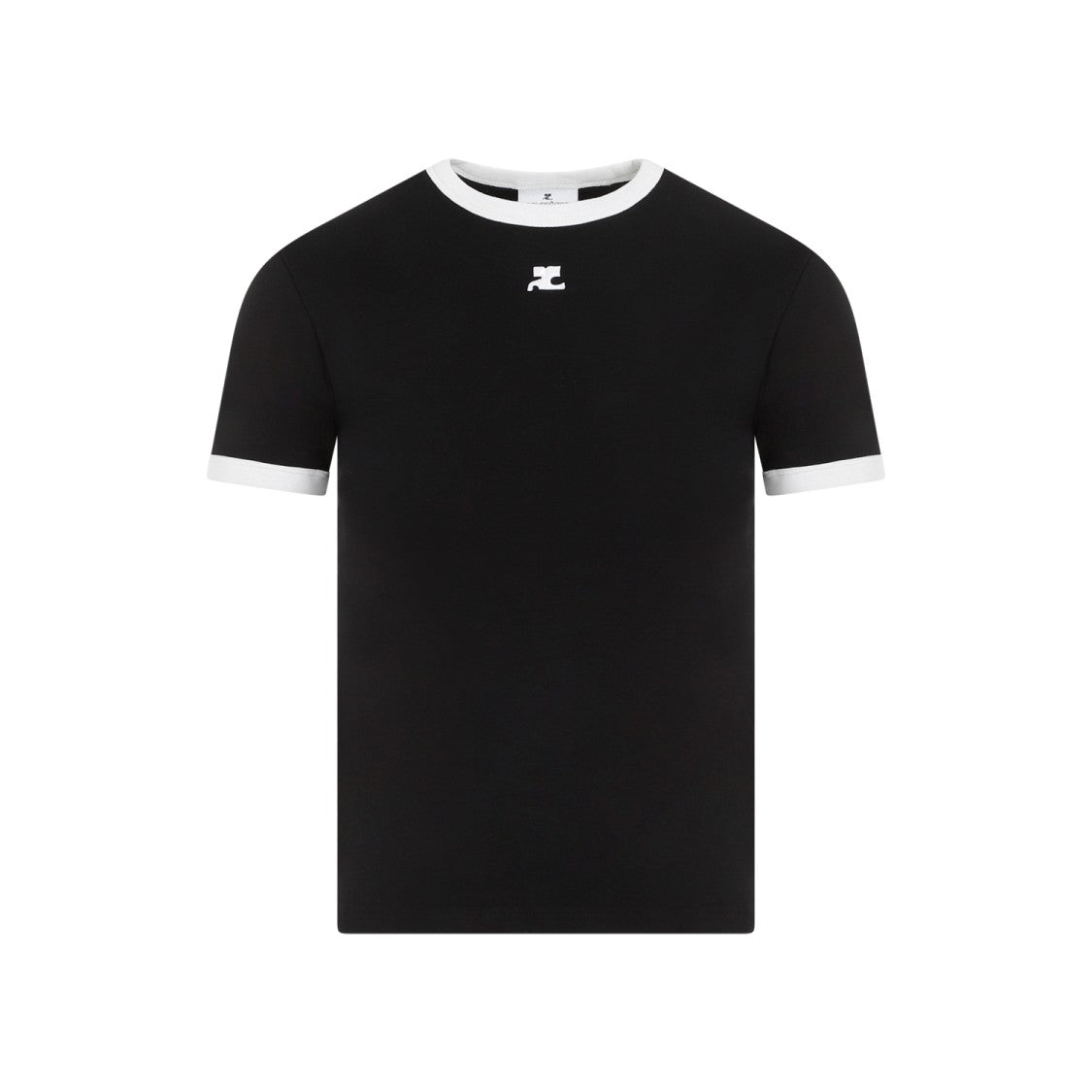 Courrèges Black Bumpy Contrast Logo T-Shirt