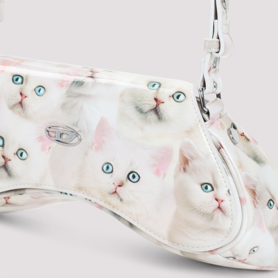 Diesel Gaming Controller-Inspired White Polyurethane Handbag