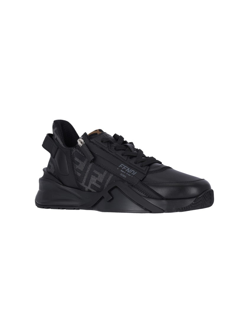 Fendi Black Flow Ff Logo Leather Sneakers