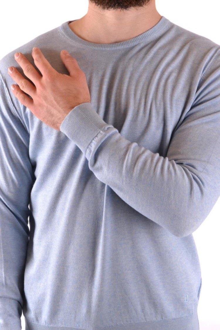 Dondup Fine-Knit Light Blue Sweater With Crew Neckline