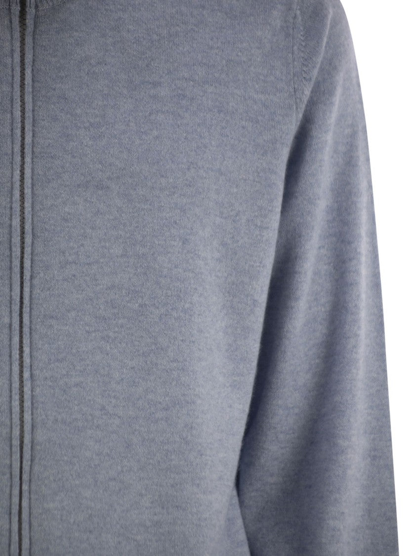 Brunello Cucinelli High-Necked Cashmere Cardigan With Zip