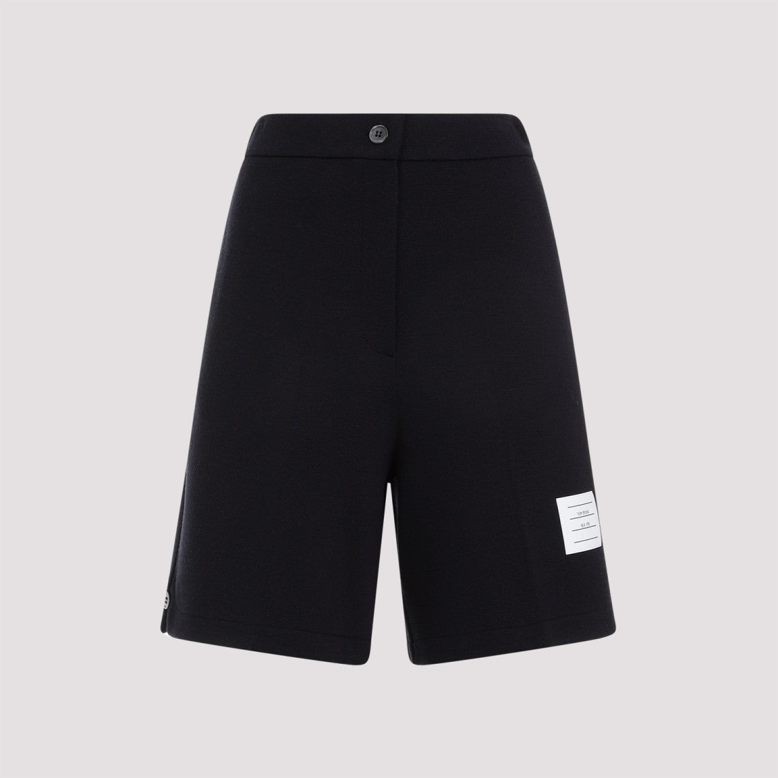 Thom Browne High Waisted Navy Virgin Wool Shorts