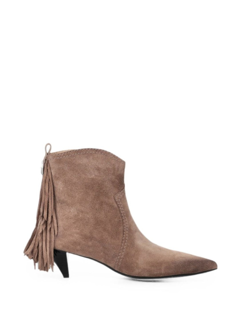 Pinko Black Pointed Toe Decorative Tassels Boots